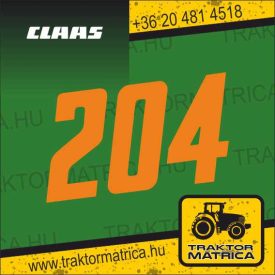   Claas kombájn szám matrica 204 / 208 / 218 (levonó, decal, Aufkleber)