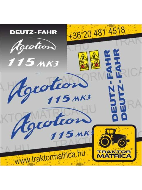 Deutz-Fahr Agrotron 115 MK3 matricakészlet (levonó, decal, Aufkleber)
