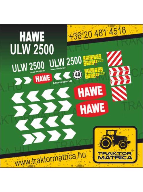 Hawe ULW 2500 matricakészlet (levonó, decal, Aufkleber)