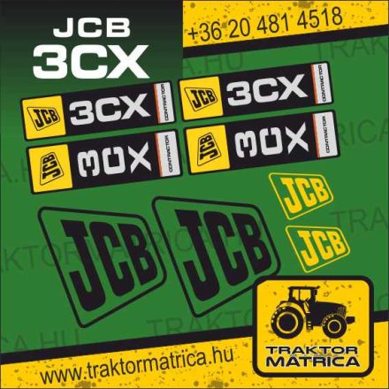 JCB 3CX matricakészlet (levonó, decal, Aufkleber)