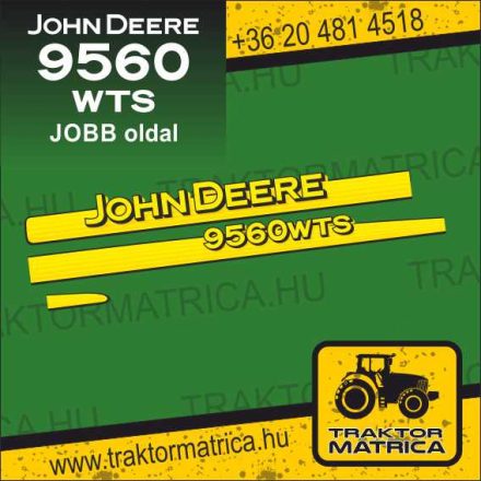 John Deere 9560 WTS JOBB OLDALi matrica (levonó, decal, Aufkleber)