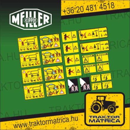 Meiller-Kipper biztonsági matrica készlet (levonó, decal, Aufkleber)