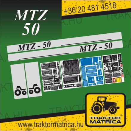 MTZ 50 matricakészlet fülke és szűrő matricákkal (levonó, decal, Aufkleber)