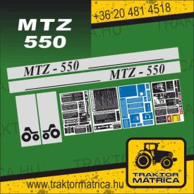  MTZ 550 matricakészlet fülke és szűrő matricákkal (levonó, decal, Aufkleber)