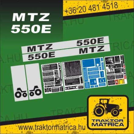 MTZ 550 E matricakészlet fülke és szűrő matricákkal (levonó, decal, Aufkleber)