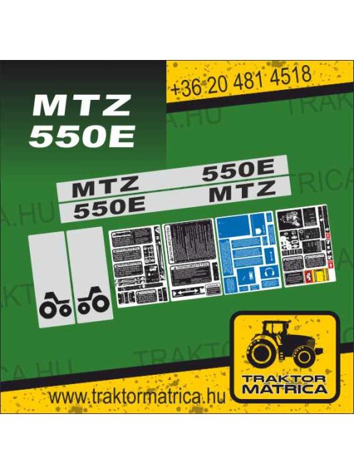 MTZ 550 E matricakészlet fülke és szűrő matricákkal (levonó, decal, Aufkleber)