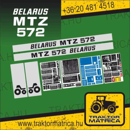 MTZ 572 matricakészletfülke és szűrő matricákkal (levonó, decal, Aufkleber)