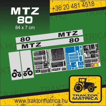 MTZ 80 matricakészlet biztonsági matricákkal  (levonó, decal, Aufkleber)