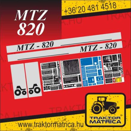 MTZ 820 matricakészlet biztonsági matricákkal  (levonó, decal, Aufkleber)