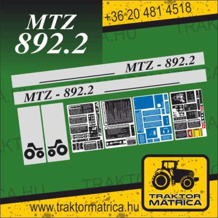 MTZ 892.2 matricakészlet fülke és szűrő matricákkal (levonó, decal, Aufkleber)