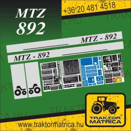 MTZ 892 matricakészlet fülke és szűrő matricákkal (levonó, decal, Aufkleber)