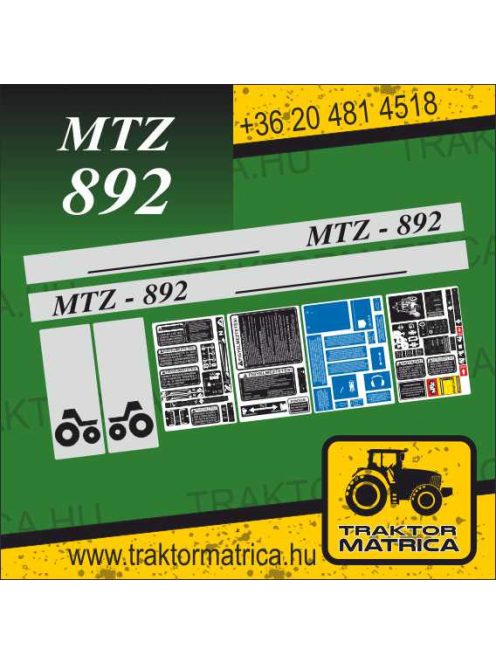 MTZ 892 matricakészlet fülke és szűrő matricákkal (levonó, decal, Aufkleber)