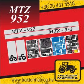   MTZ 952 matricakészlet fülke és szűrő matricákkal (levonó, decal, Aufkleber)