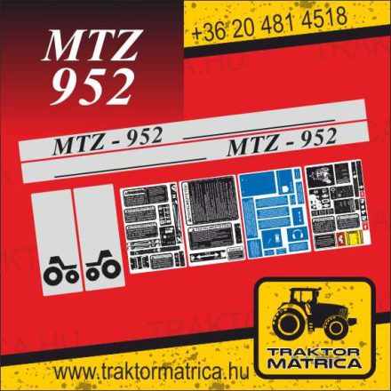 MTZ 952 matricakészlet fülke és szűrő matricákkal (levonó, decal, Aufkleber)