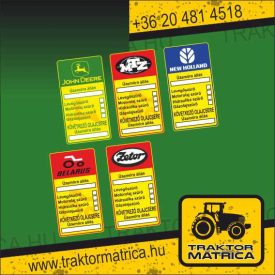   Olajcsere matrica MTZ / John Deere / New Holland / Zetor / Belarus(10 darabos csomag) (levonó, decal, Aufkleber)