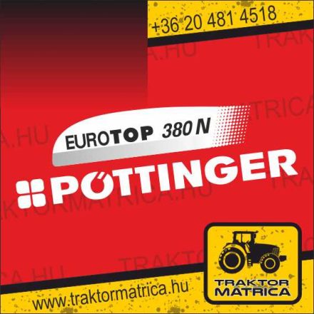 Pöttinger Eurotop 380N matricakészlet (levonó, decal, Aufkleber)