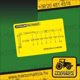   Palfinger Epsilon E110Z96 emelési adat matrica (levonó, decal, Aufkleber)