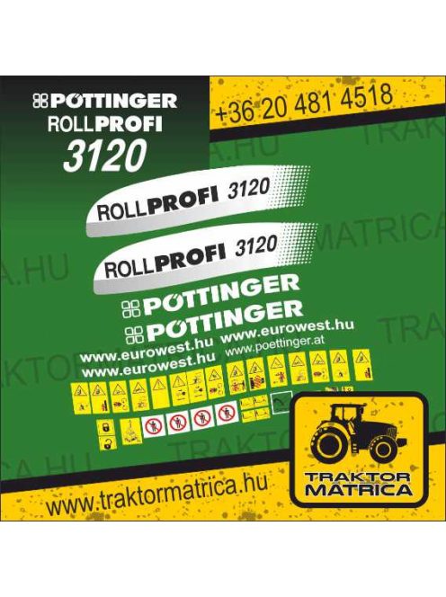 Pöttinger Rollprofi 3120 matricakészlet (levonó, decal, Aufkleber)