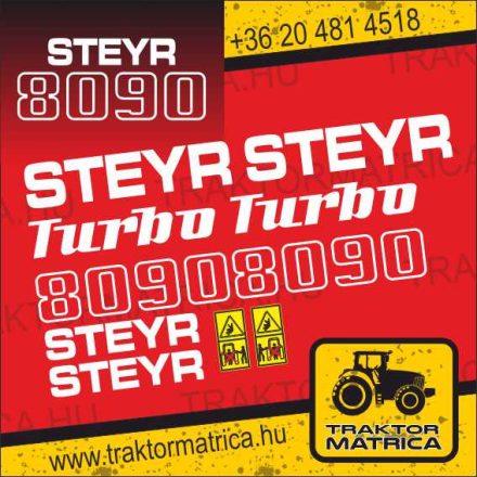 Steyr 8090 Turbo matricakészlet (levonó, decal, Aufkleber)
