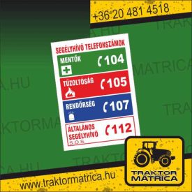 Segélyhívó telefonszámok tábla