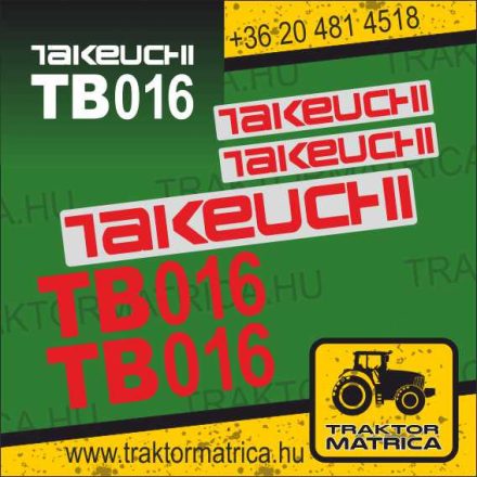 Takeuchi TB016 matricakészlet (levonó, decal, Aufkleber)