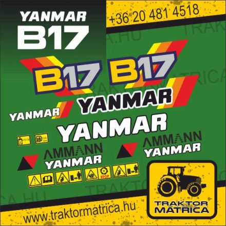 Yanmar B17 matricakészlet  (levonó, decal, Aufkleber)