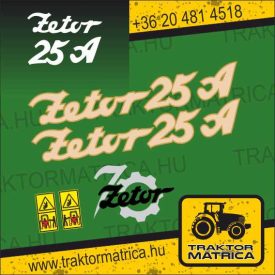   Zetor 25 A matricakészlet biztonsági matricákkal (levonó, decal, Aufkleber)