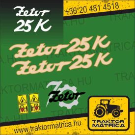   Zetor 25 K matricakészlet biztonsági matricákkal (levonó, decal, Aufkleber)