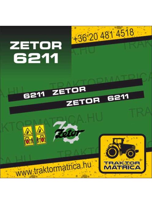 Zetor 6211 matricakészlet biztonsági matricákkal (levonó, decal, Aufkleber)